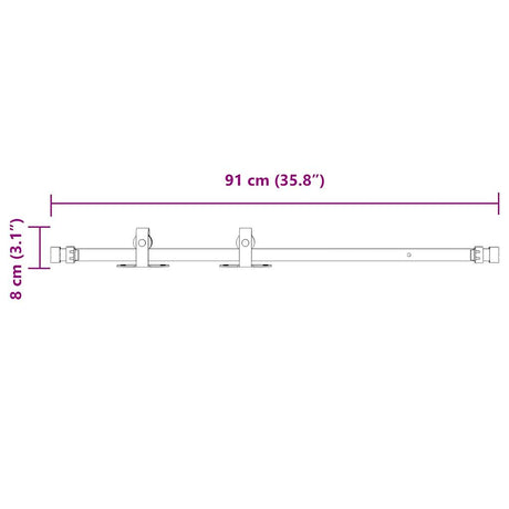 Ophangset voor schuifdeur 91 cm koolstofstaal - AllerleiShop