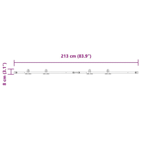 Ophangset voor schuifdeur 213 cm koolstofstaal - AllerleiShop