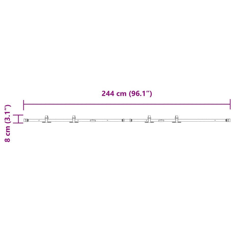 Ophangset voor schuifdeur 244 cm koolstofstaal - AllerleiShop