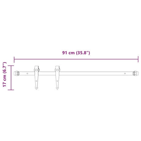 Ophangset voor schuifdeur 91 cm koolstofstaal - AllerleiShop