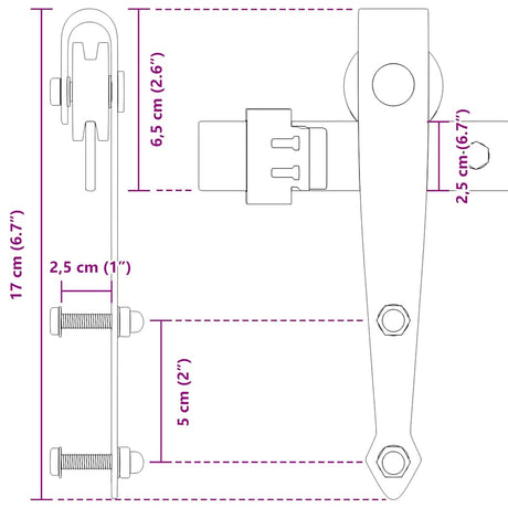 Ophangset voor schuifdeur 91 cm koolstofstaal - AllerleiShop