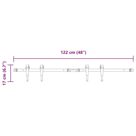 Ophangset voor schuifdeur 122 cm koolstofstaal - AllerleiShop