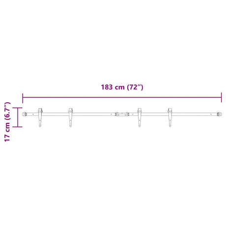 Ophangset voor schuifdeur 183 cm koolstofstaal - AllerleiShop