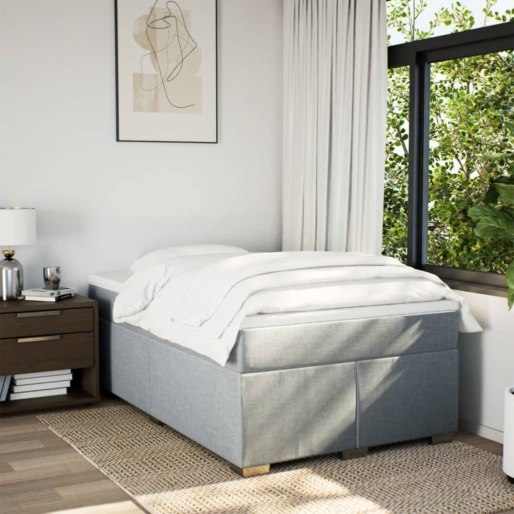Boxspring met matras stof lichtgrijs 120x190 cm
