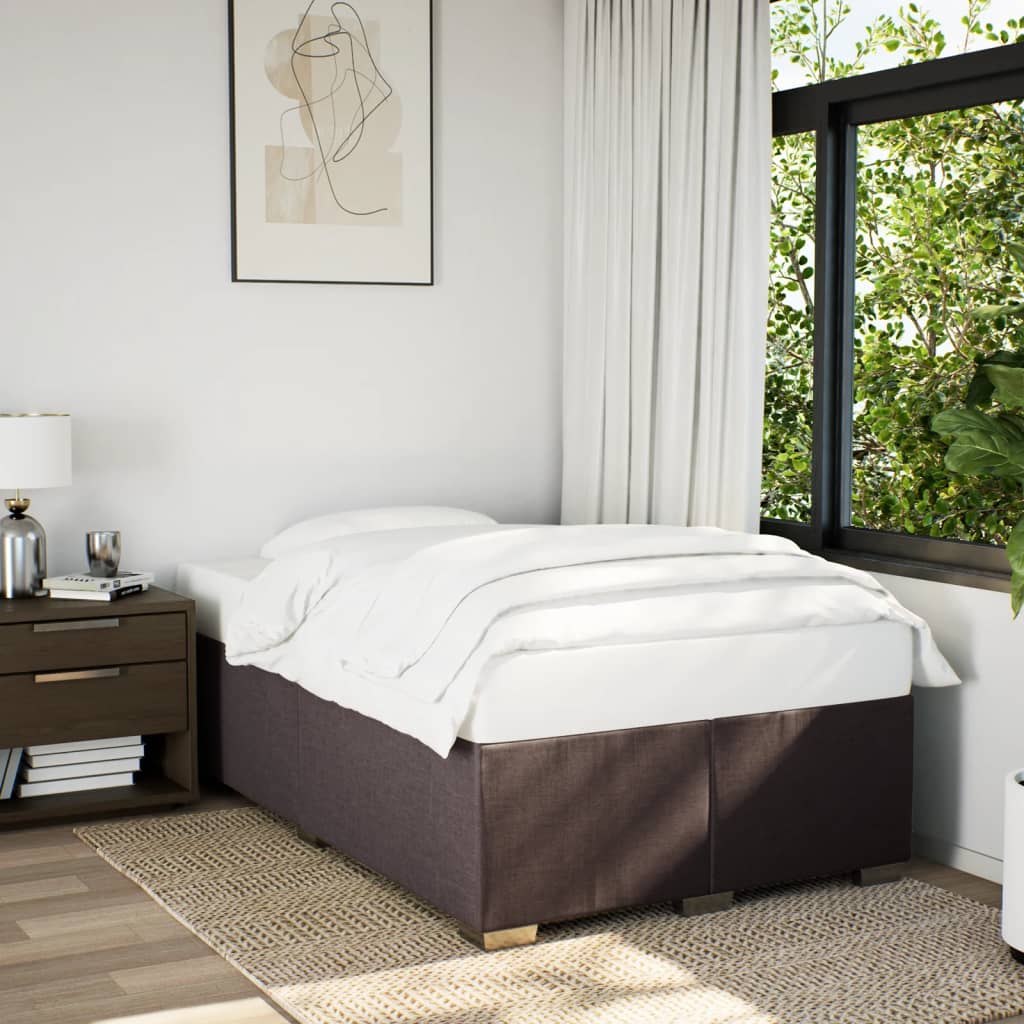 Boxspring met matras stof donkerbruin 120x190 cm
