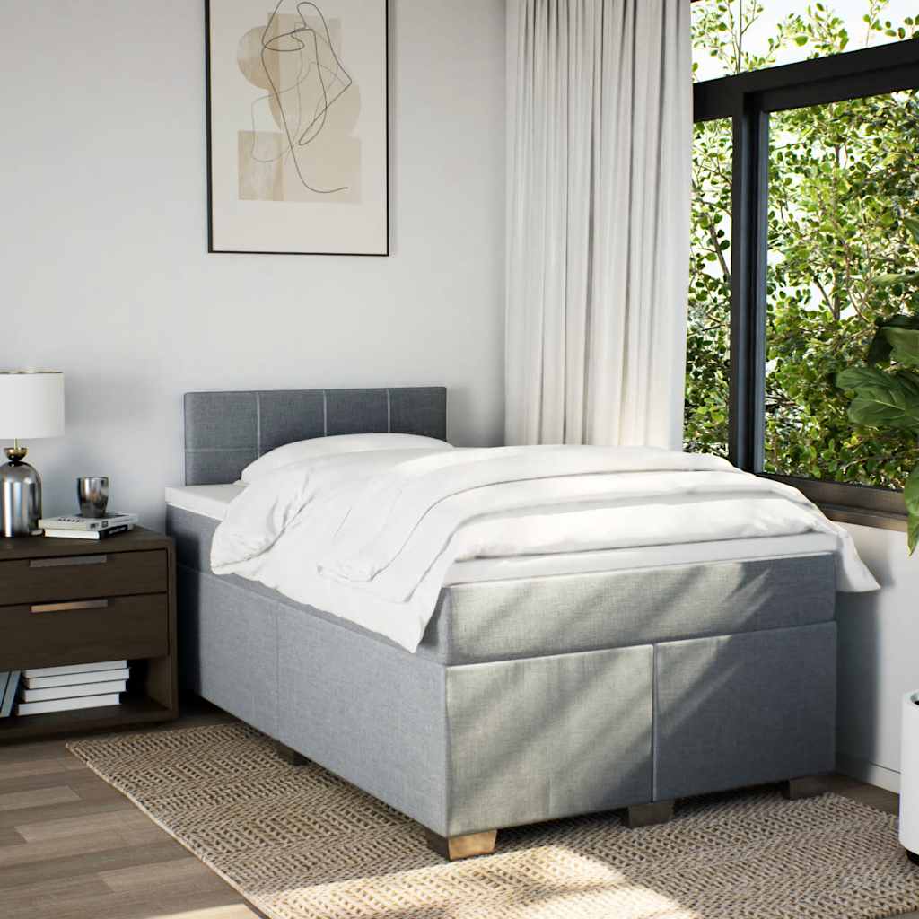 Boxspring met matras stof lichtgrijs 120x190 cm