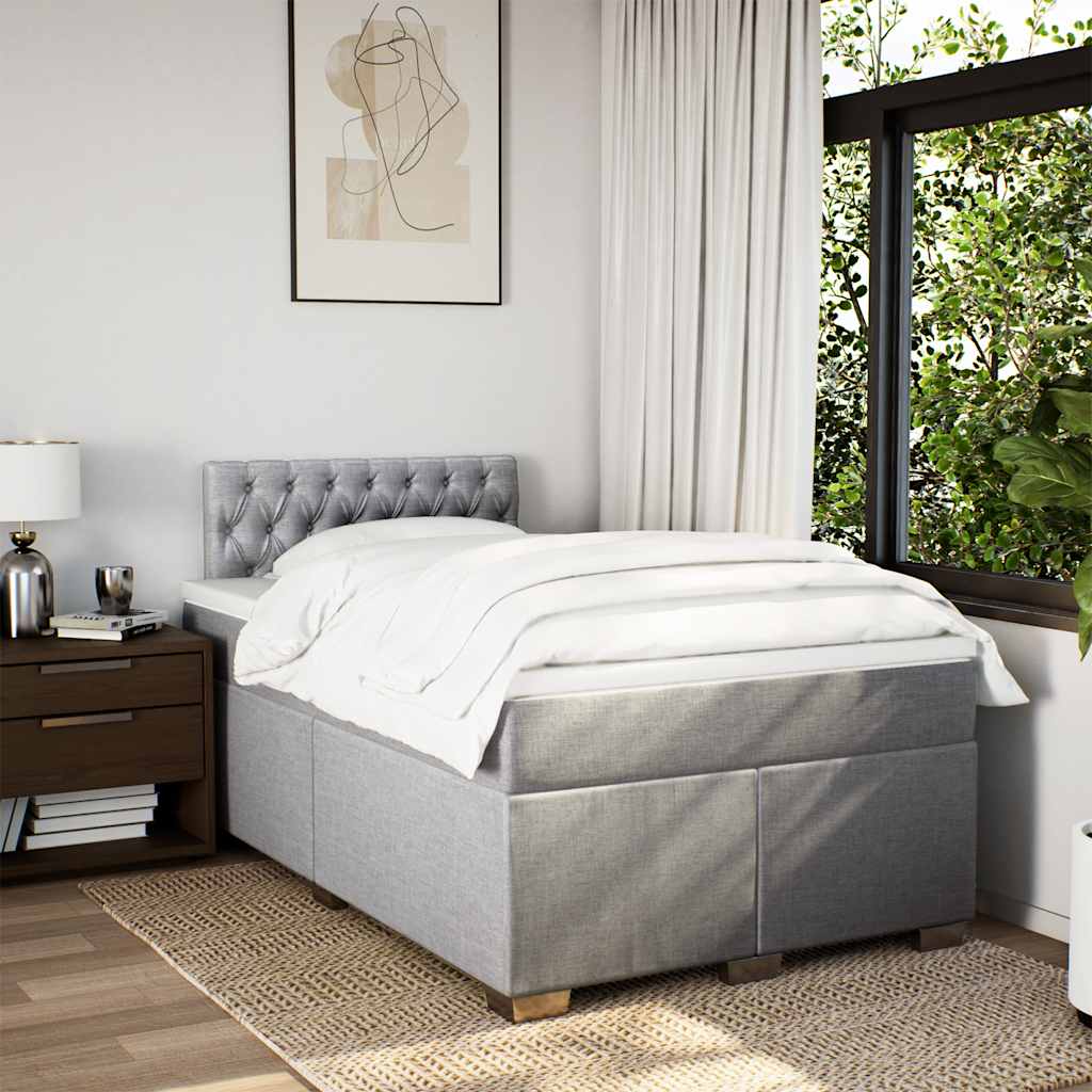 Boxspring met matras stof lichtgrijs 120x190 cm