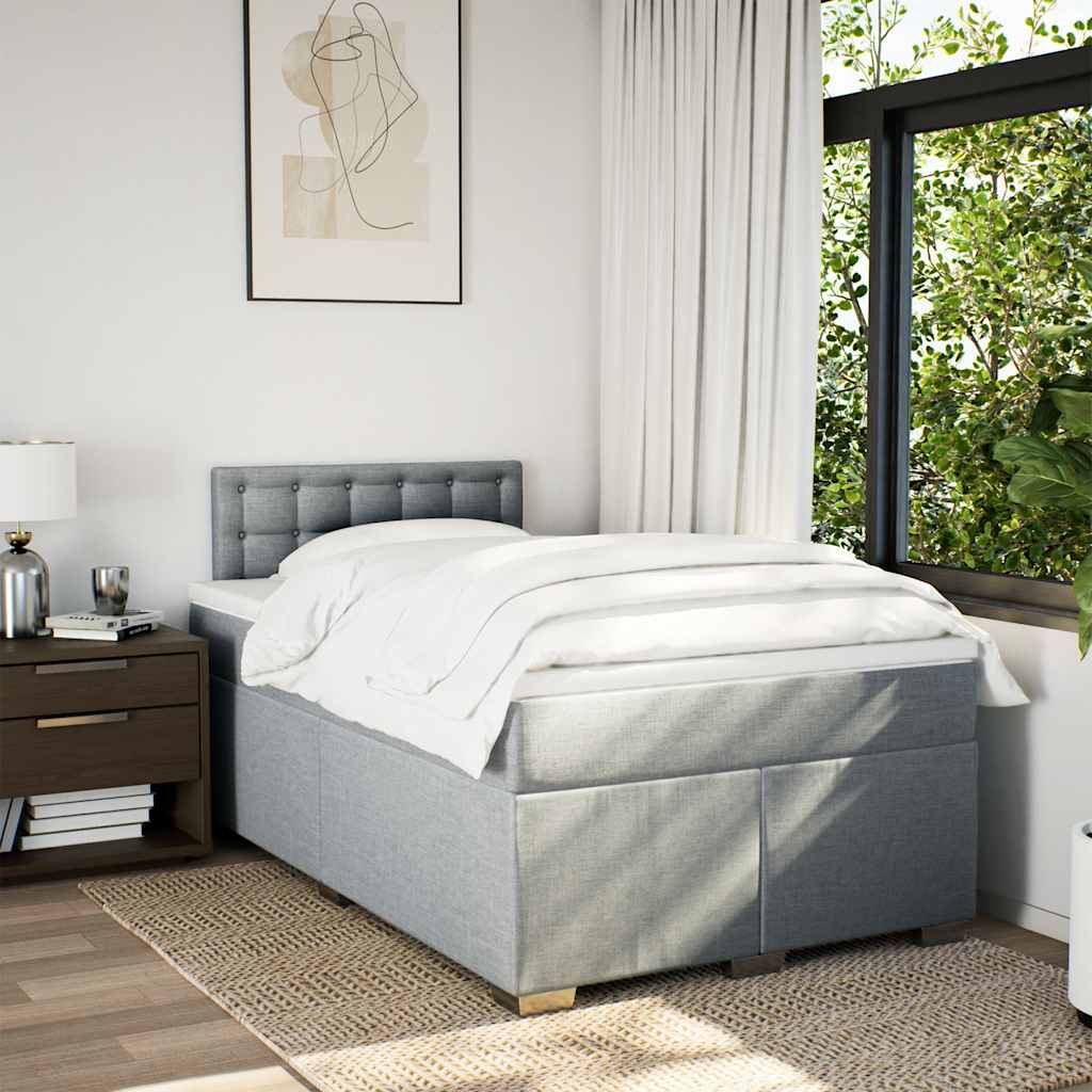 Boxspring met matras stof lichtgrijs 120x190 cm