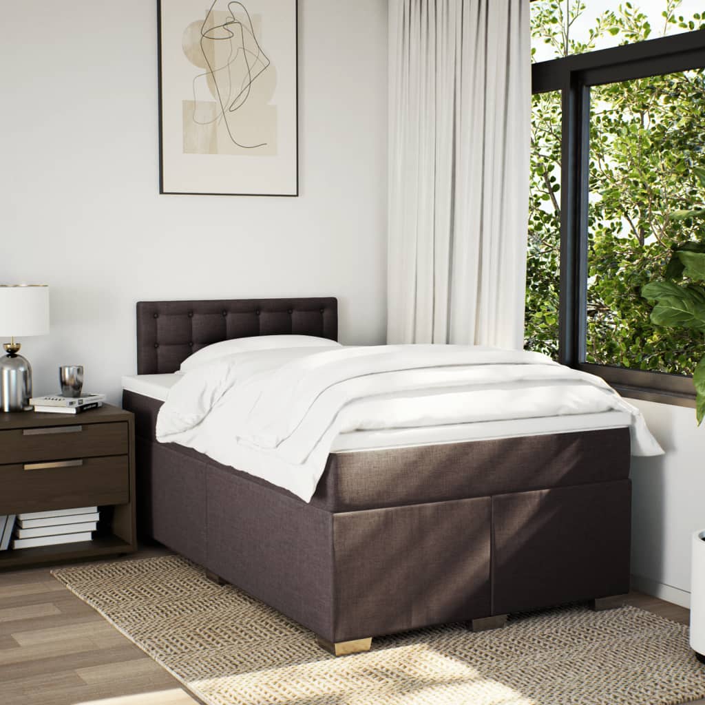 Boxspring met matras stof donkerbruin 120x190 cm