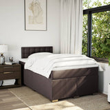 Boxspring met matras stof donkerbruin 120x190 cm