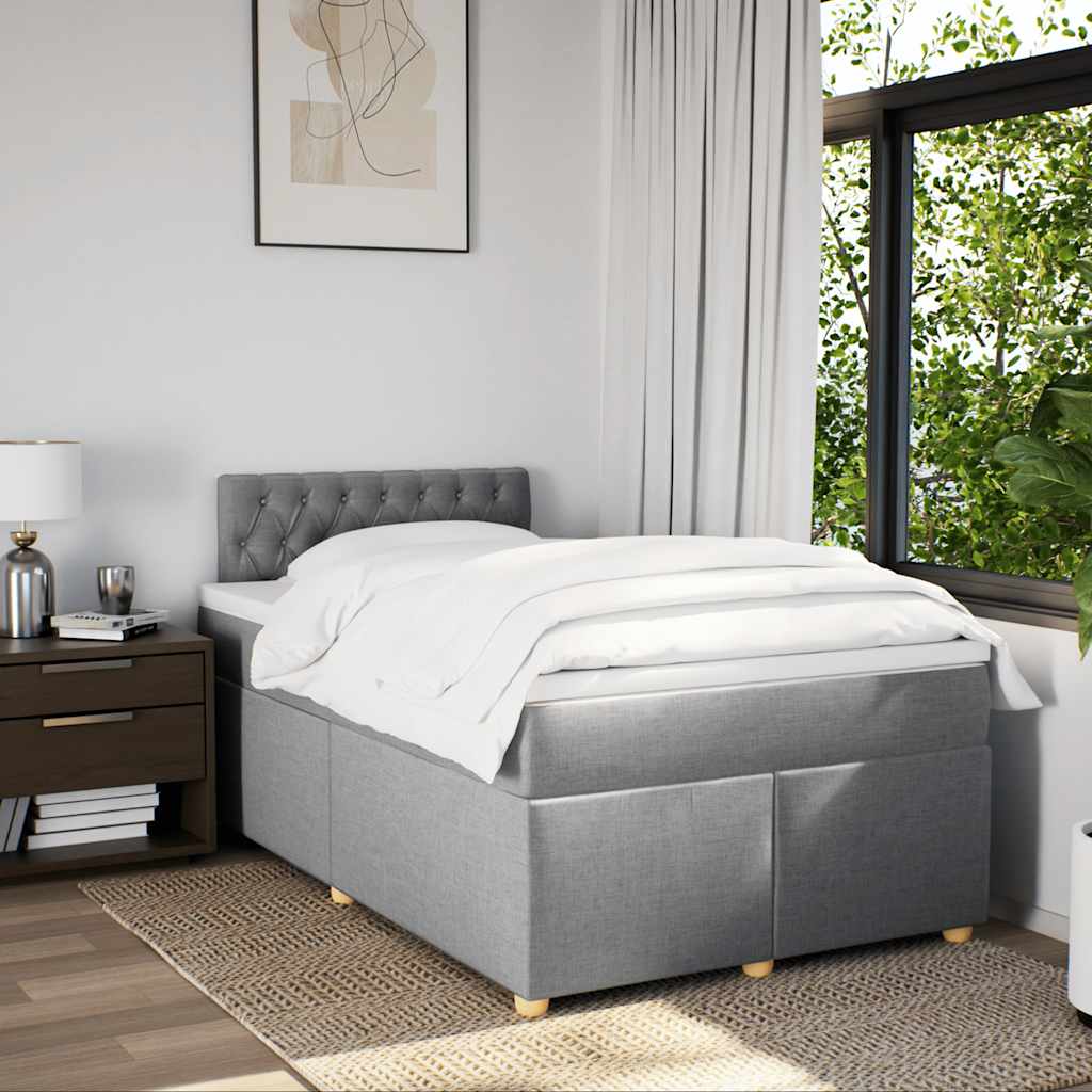 Boxspring met matras stof lichtgrijs 120x190 cm