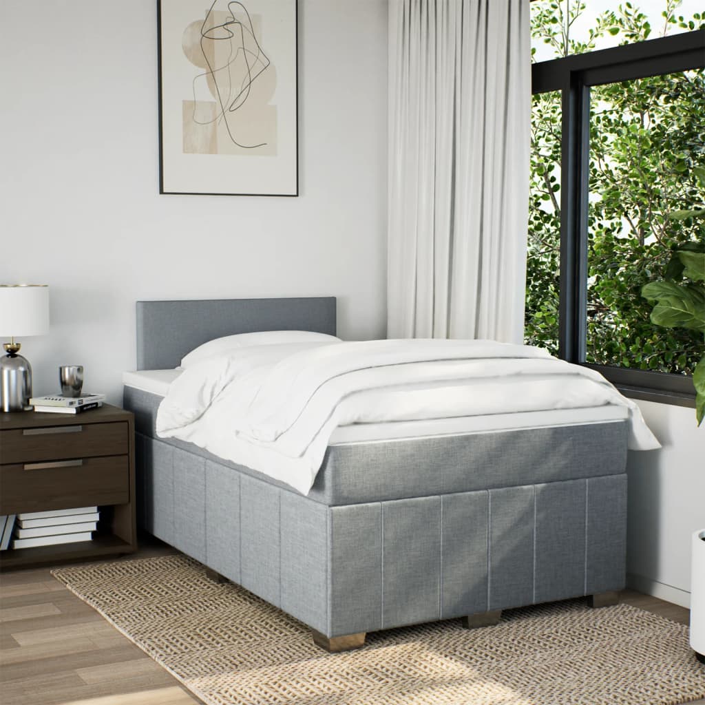 Boxspring met matras stof lichtgrijs 120x190 cm