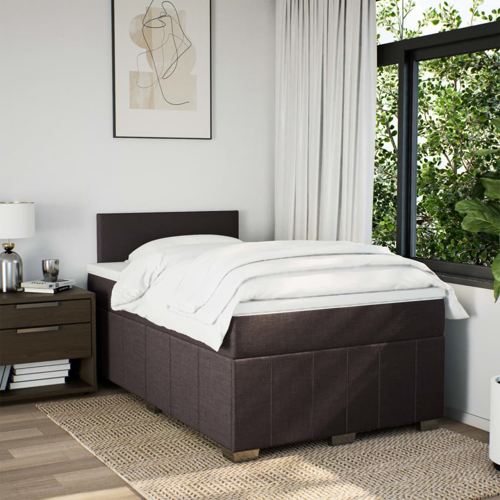 Boxspring met matras stof donkerbruin 120x190 cm