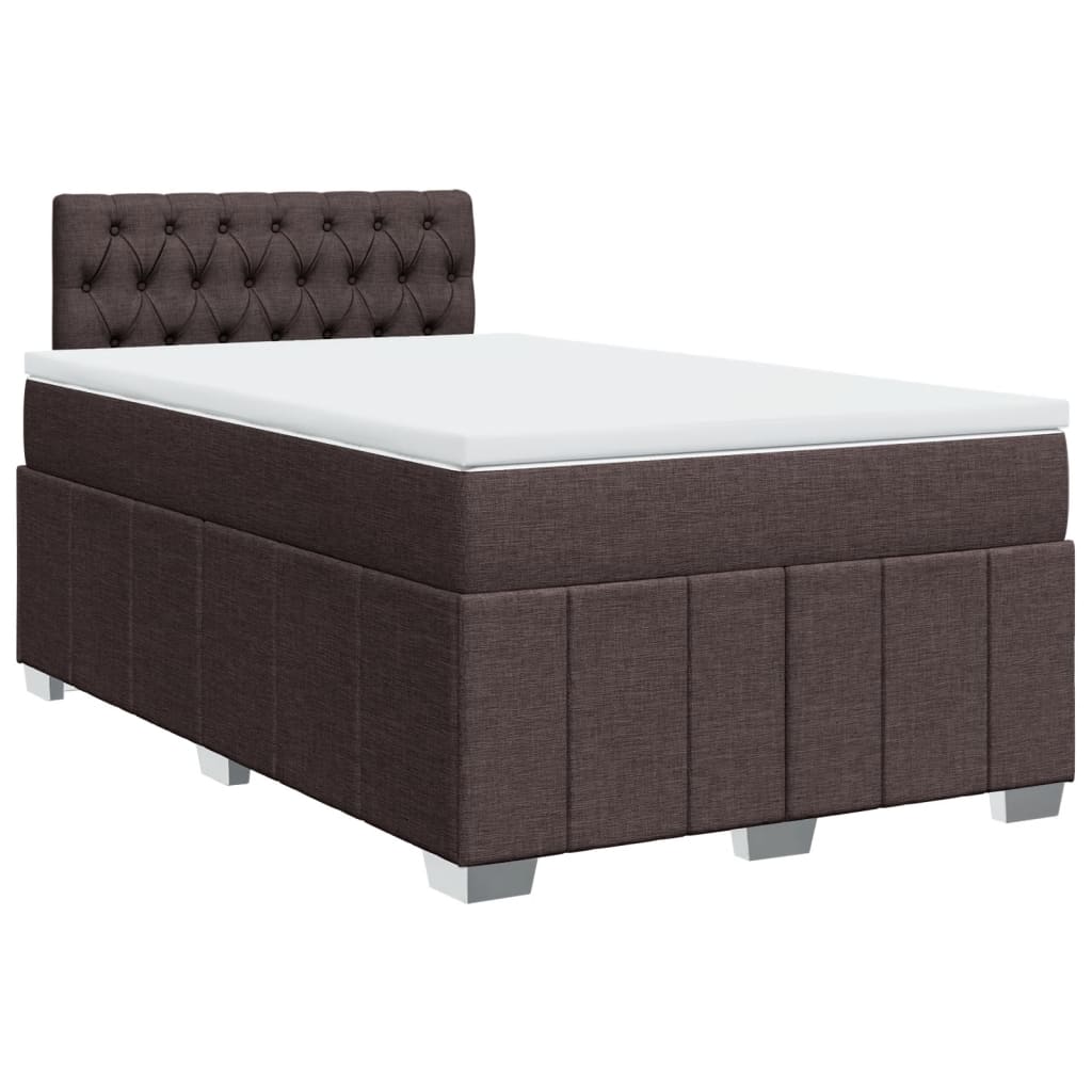 Boxspring met matras stof donkerbruin 120x190 cm