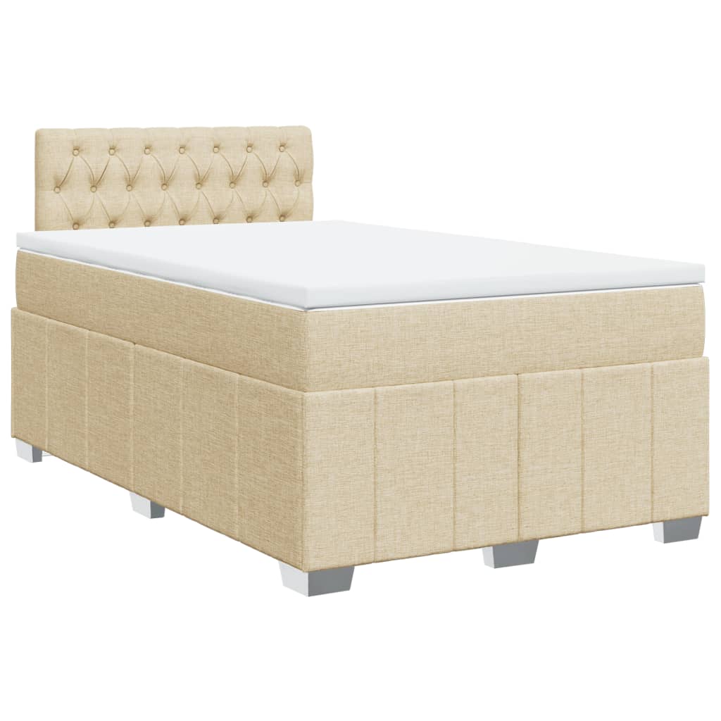 Boxspring met matras stof crèmekleurig 120x190 cm