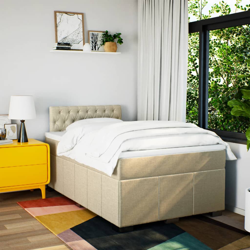 Boxspring met matras stof crèmekleurig 120x190 cm