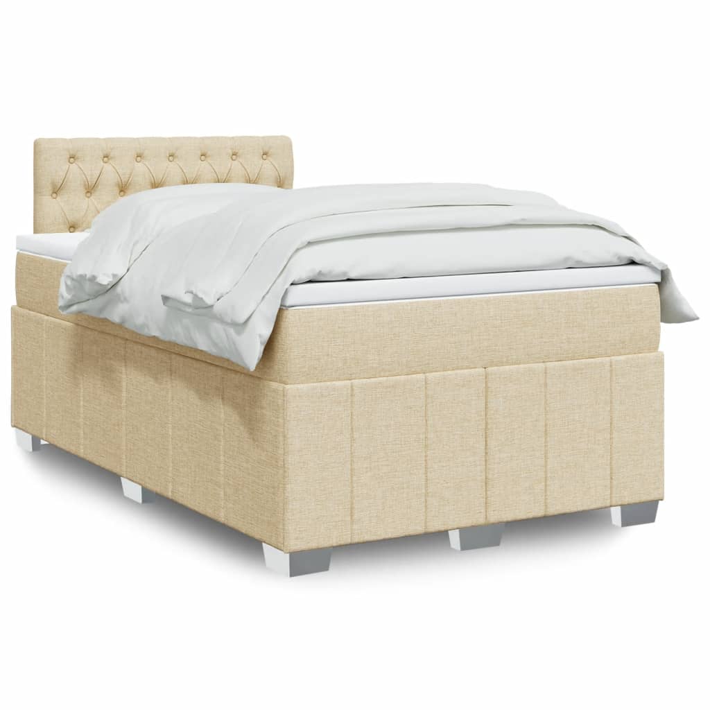 Boxspring met matras stof crèmekleurig 120x190 cm
