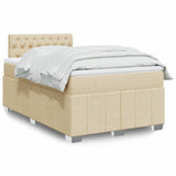 Boxspring met matras stof crèmekleurig 120x190 cm