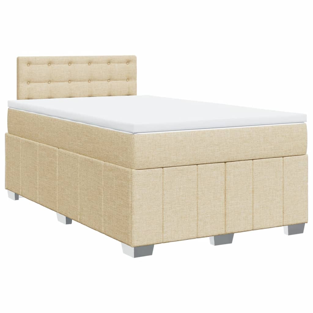 Boxspring met matras stof crèmekleurig 120x190 cm