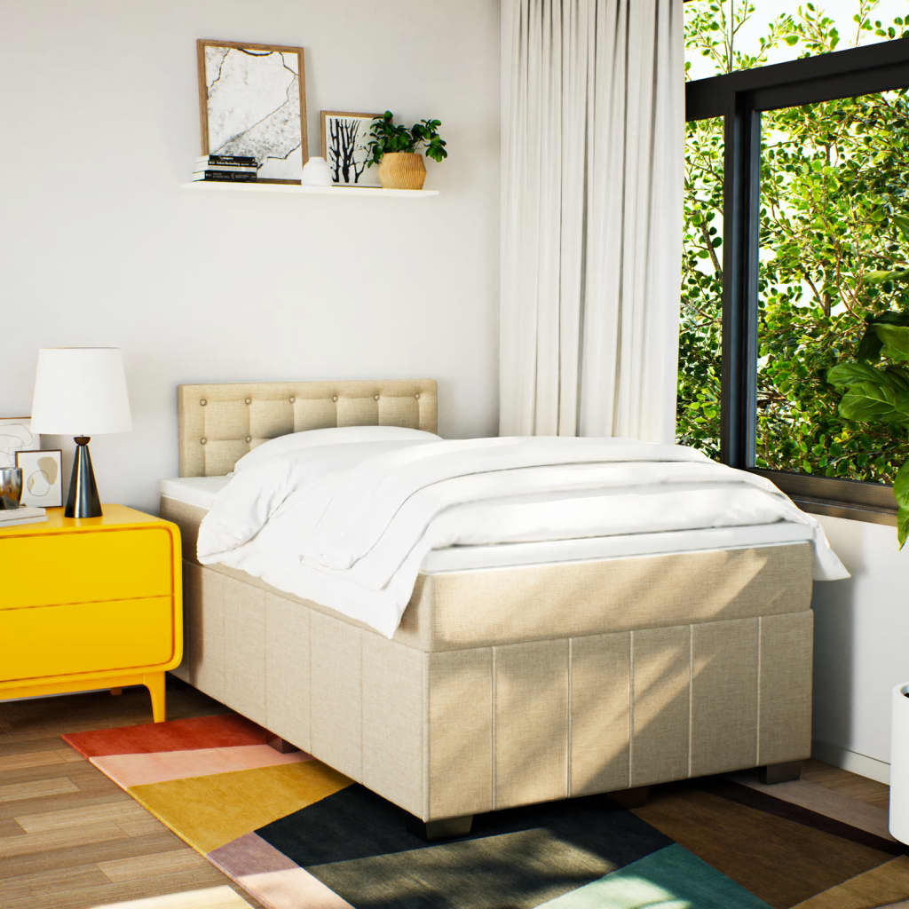 Boxspring met matras stof crèmekleurig 120x190 cm
