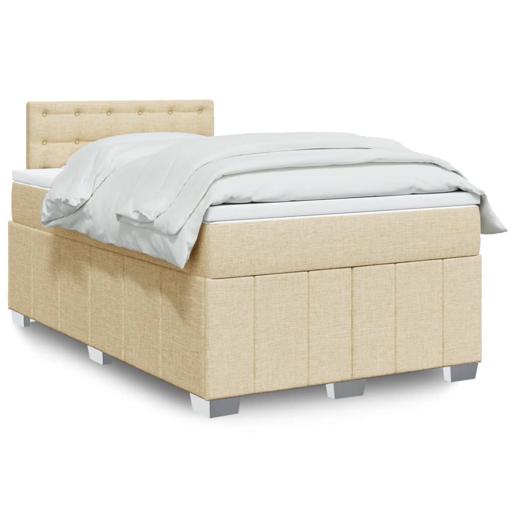Boxspring met matras stof crèmekleurig 120x190 cm
