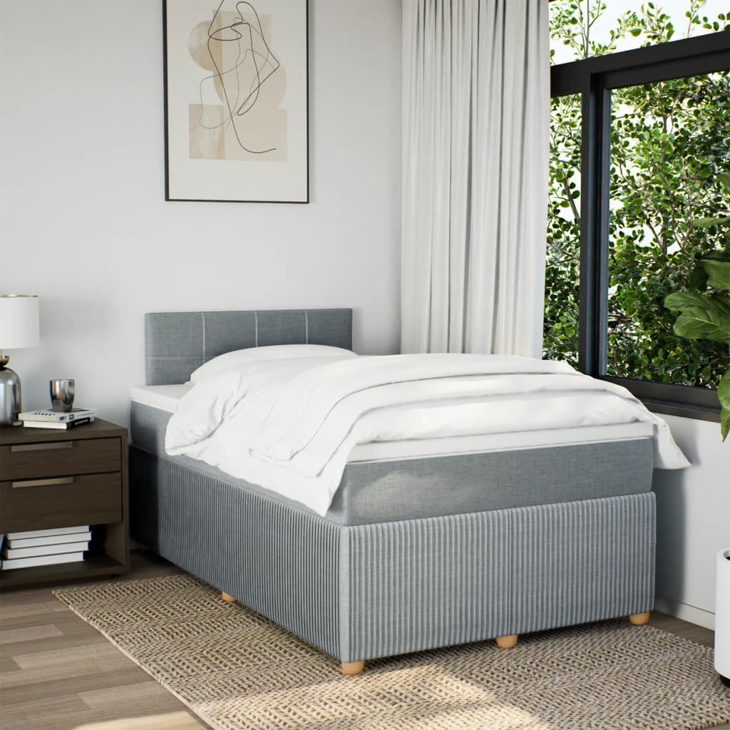 Boxspring met matras stof lichtgrijs 120x190 cm