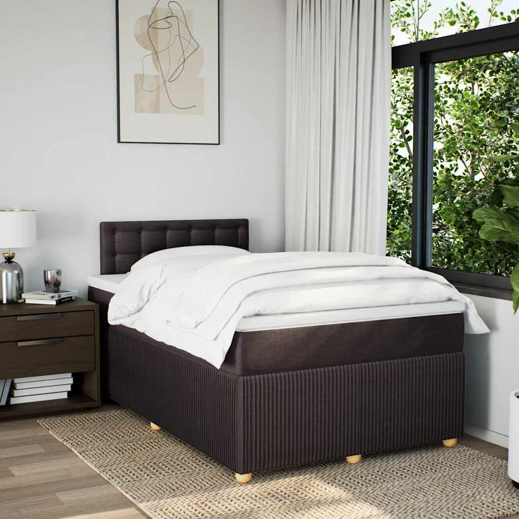 Boxspring met matras stof donkerbruin 120x190 cm