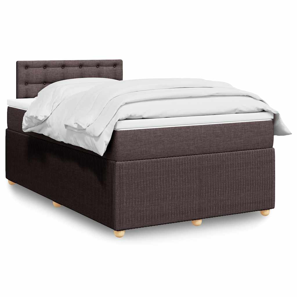 Boxspring met matras stof donkerbruin 120x190 cm