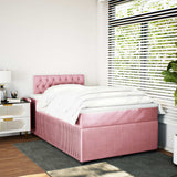 Boxspring met matras fluweel roze 120x200 cm