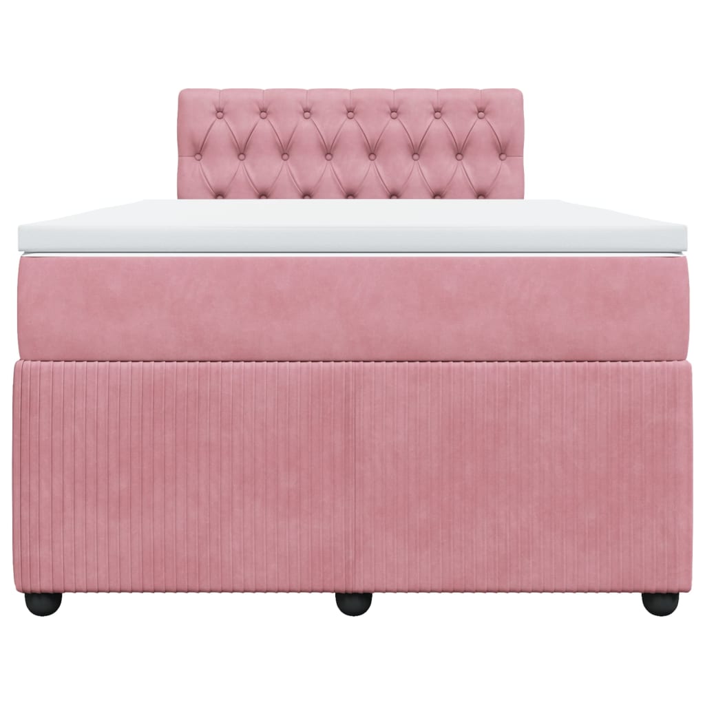 Boxspring met matras fluweel roze 120x200 cm