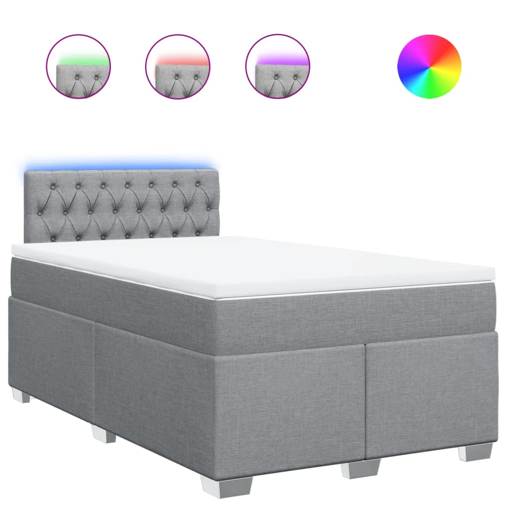 Boxspring met matras stof lichtgrijs 120x190 cm
