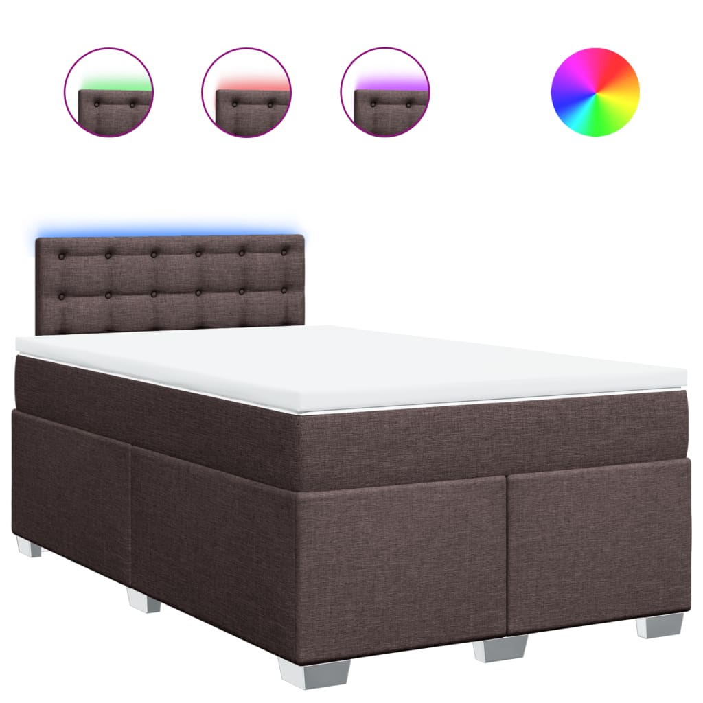 Boxspring met matras stof donkerbruin 120x190 cm