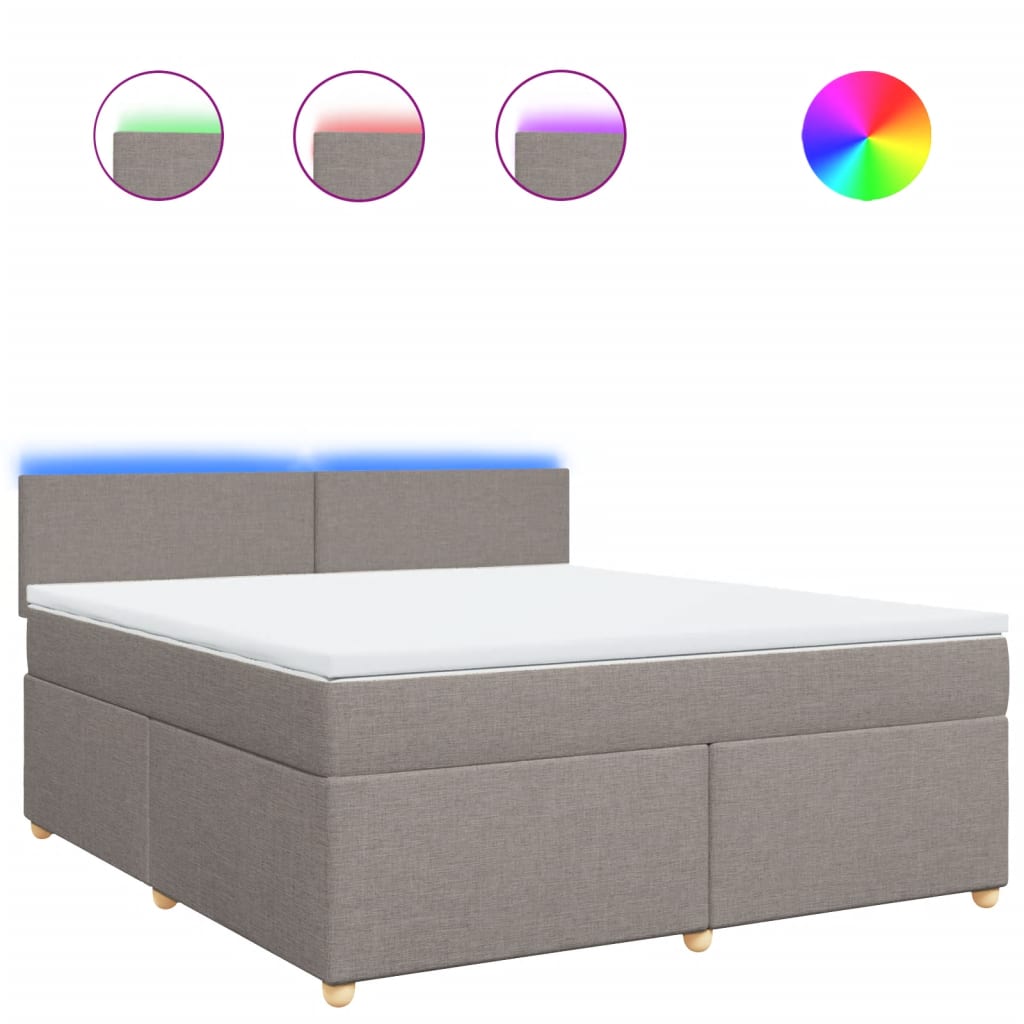 Boxspring met matras stof taupe 180x200 cm