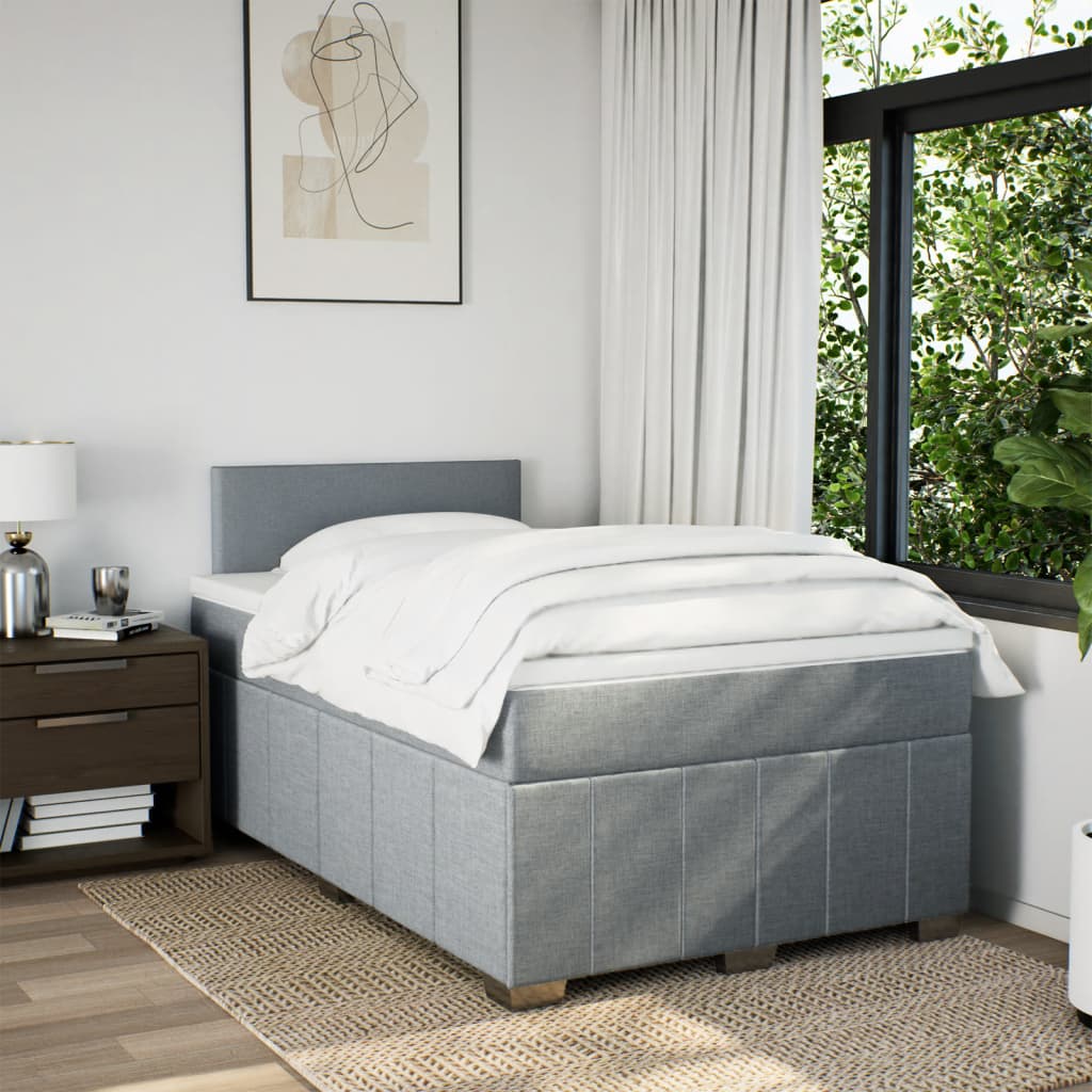 Boxspring met matras stof lichtgrijs 120x190 cm