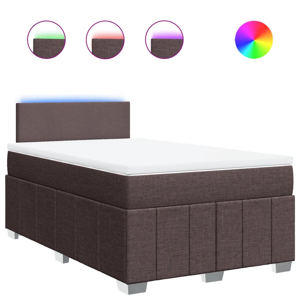 Boxspring met matras stof donkerbruin 120x190 cm