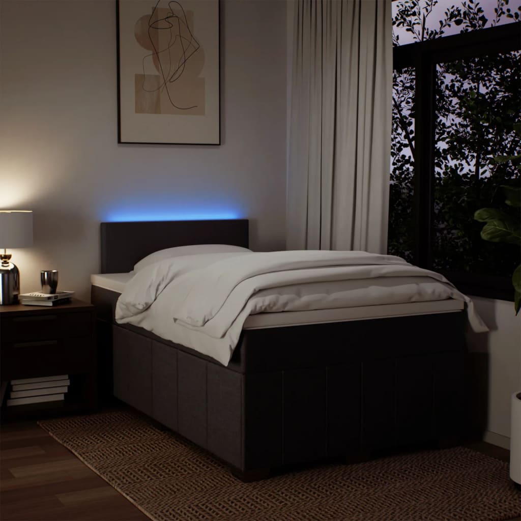 Boxspring met matras stof donkerbruin 120x190 cm