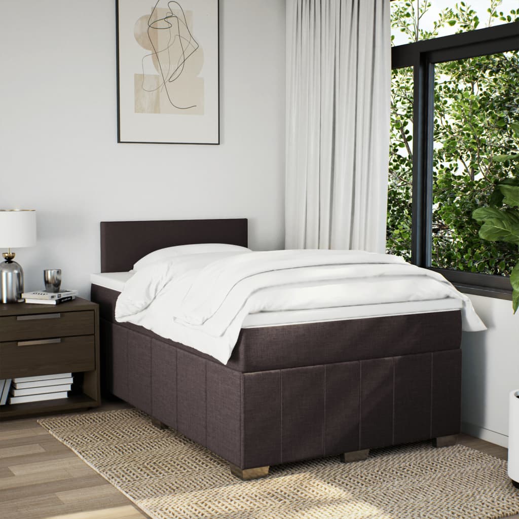 Boxspring met matras stof donkerbruin 120x190 cm