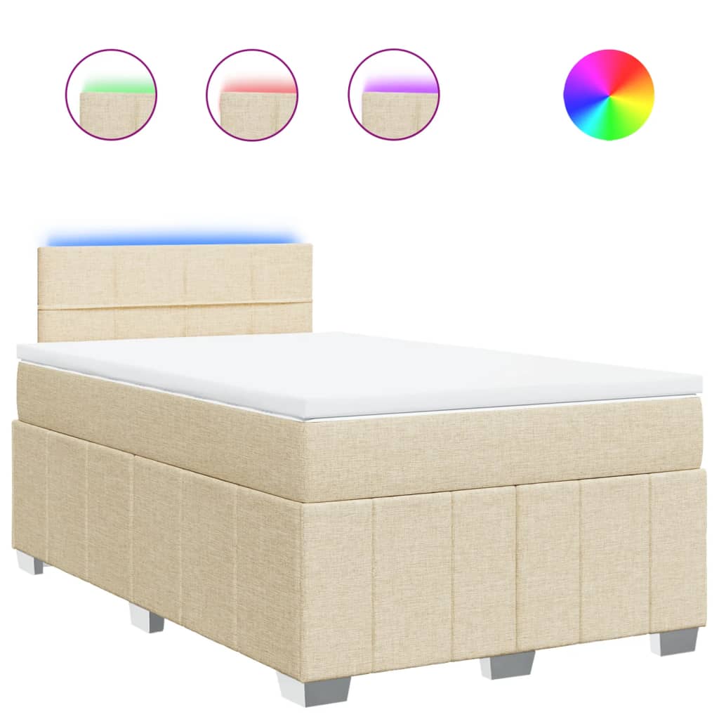 Boxspring met matras stof crèmekleurig 120x190 cm