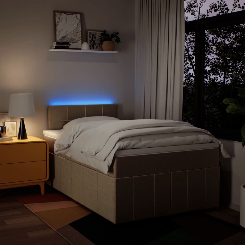 Boxspring met matras stof crèmekleurig 120x190 cm