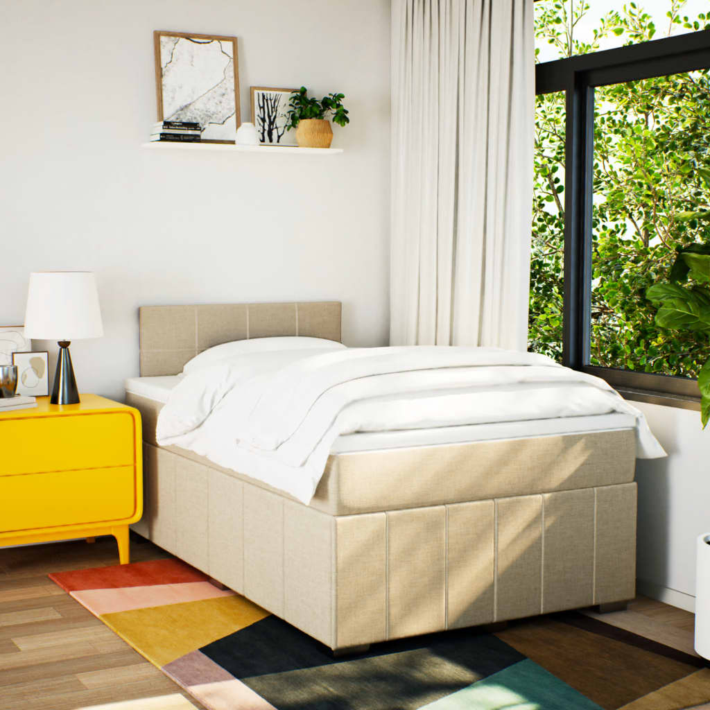 Boxspring met matras stof crèmekleurig 120x190 cm