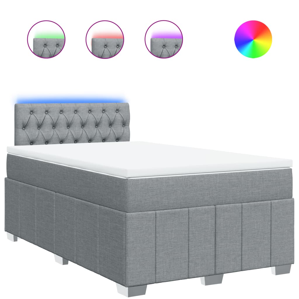 Boxspring met matras stof lichtgrijs 120x190 cm