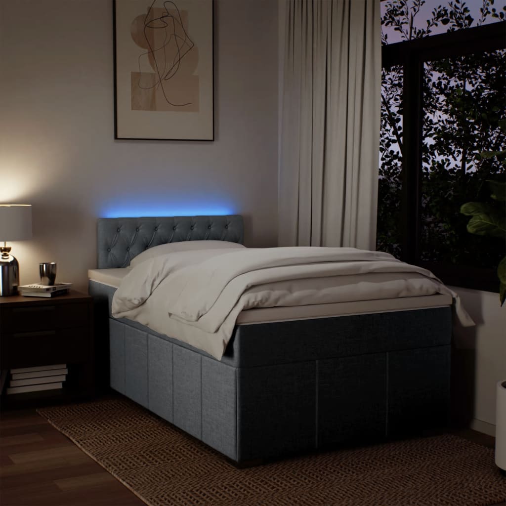 Boxspring met matras stof lichtgrijs 120x190 cm