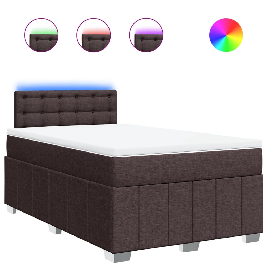Boxspring met matras stof donkerbruin 120x190 cm