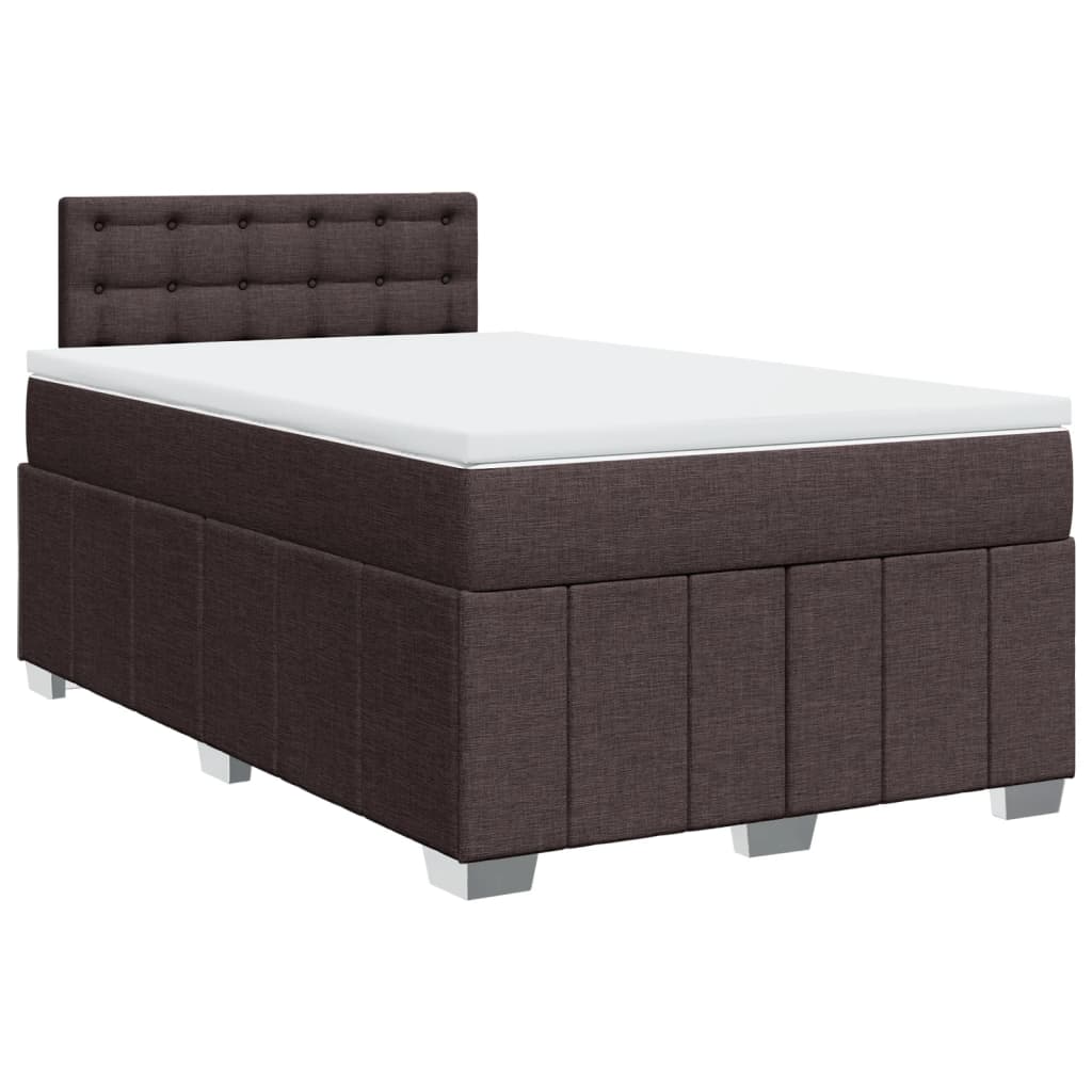 Boxspring met matras stof donkerbruin 120x190 cm