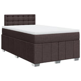 Boxspring met matras stof donkerbruin 120x190 cm