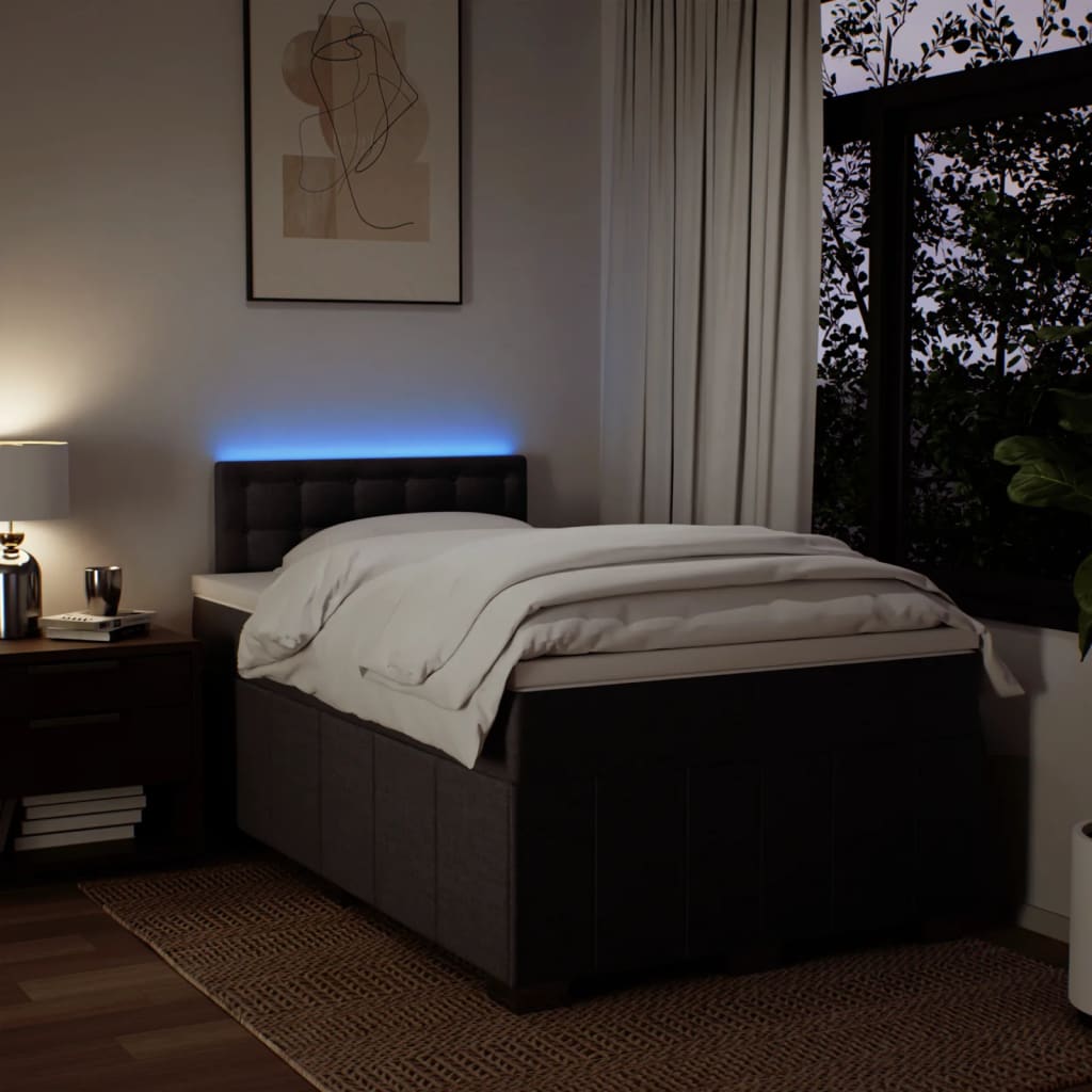 Boxspring met matras stof donkerbruin 120x190 cm