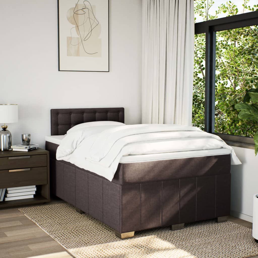 Boxspring met matras stof donkerbruin 120x190 cm