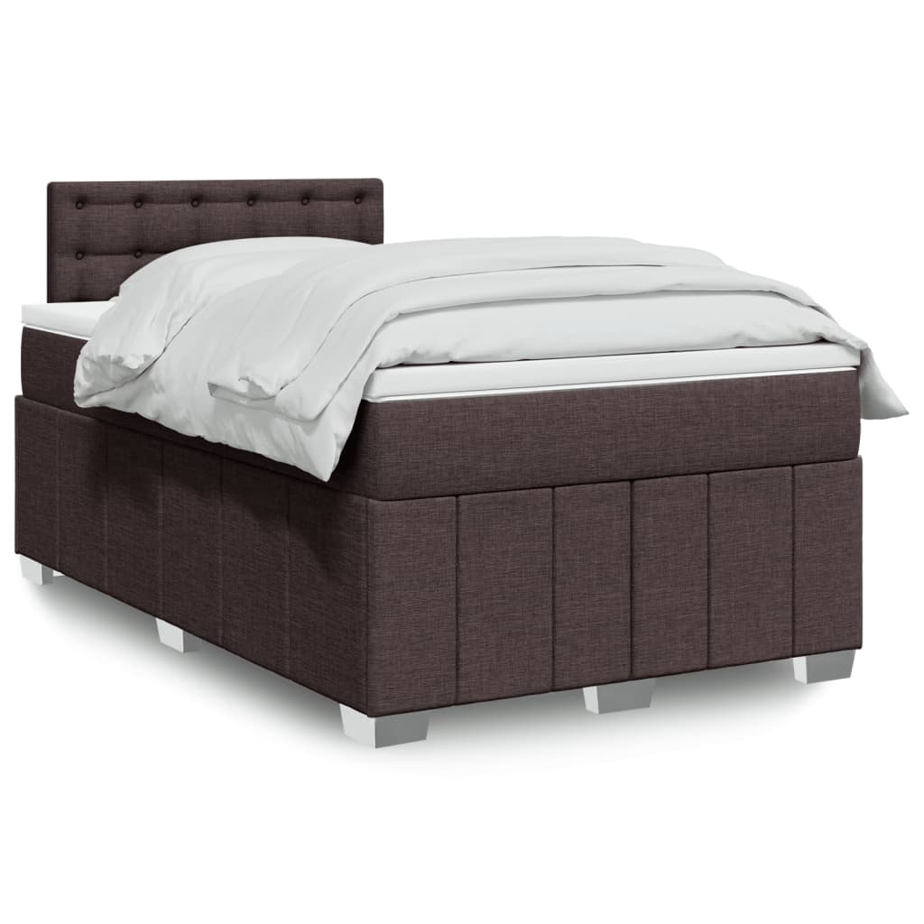 Boxspring met matras stof donkerbruin 120x190 cm