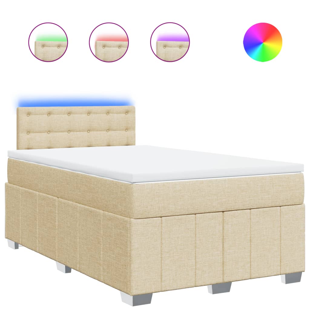 Boxspring met matras stof crèmekleurig 120x190 cm