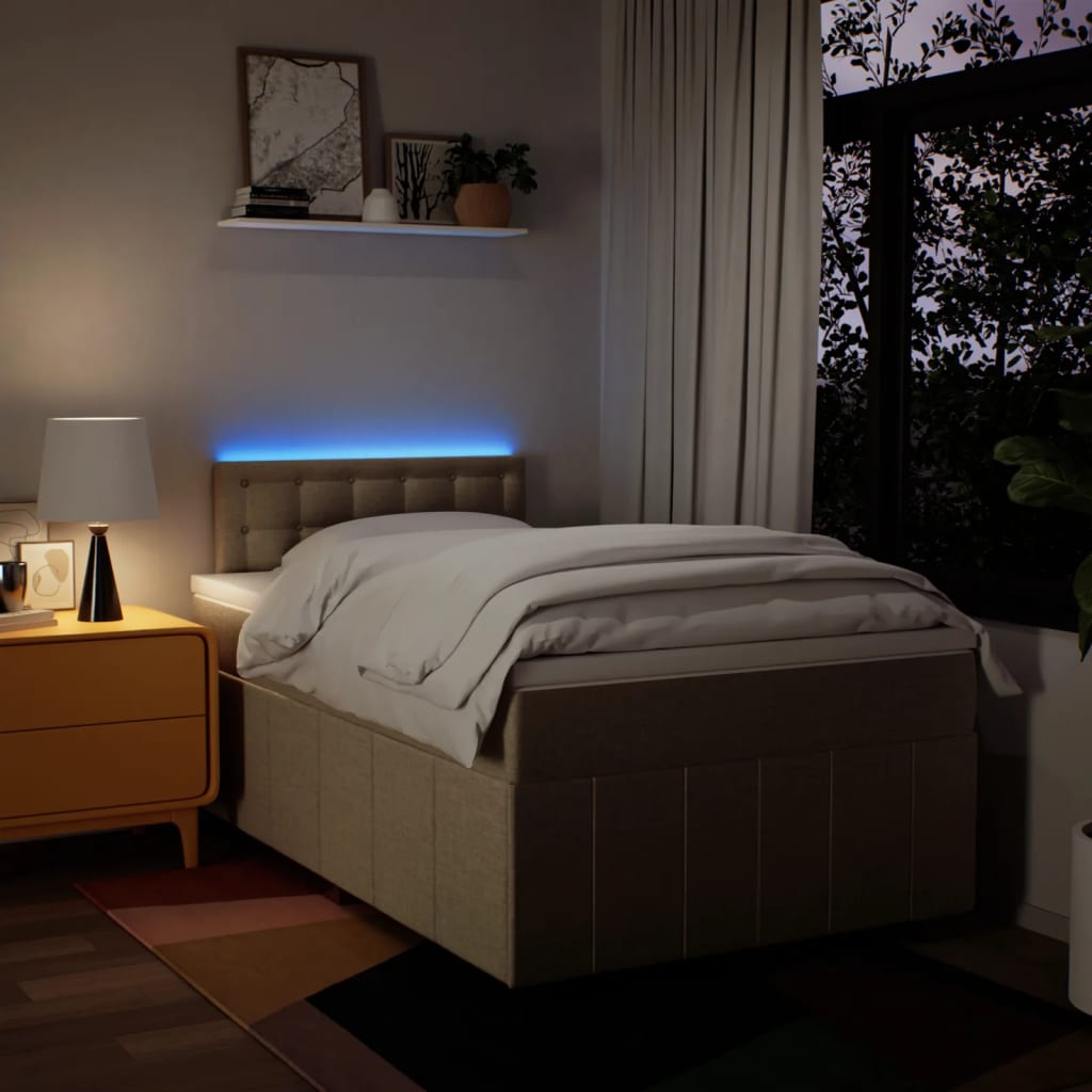 Boxspring met matras stof crèmekleurig 120x190 cm